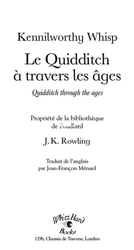 Le Qquidditch A Travers Les Ages - J K Rowling - French